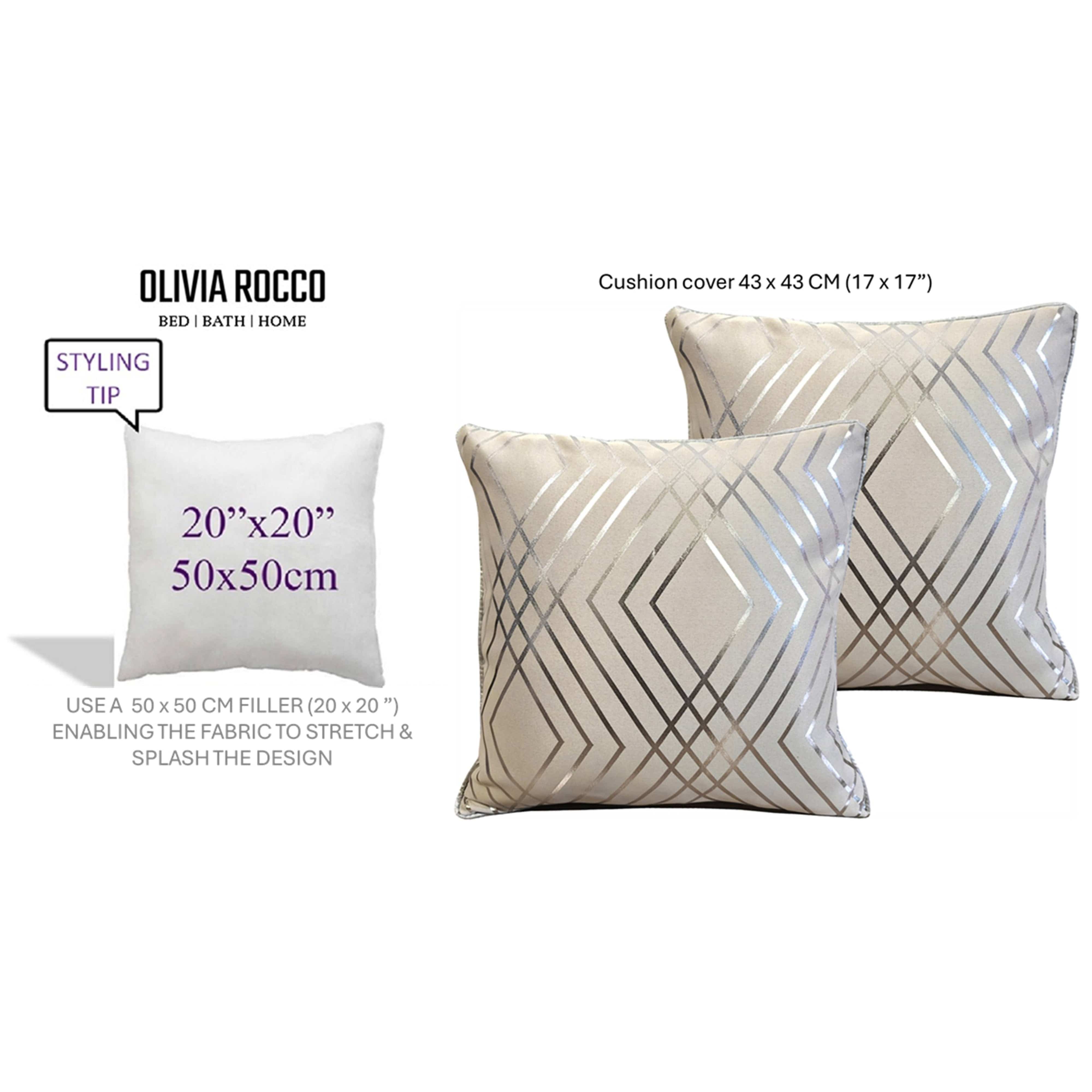 Olivia Rocco Geo Sparkle Cushion Covers, Pack of 2, Natural, 43cm