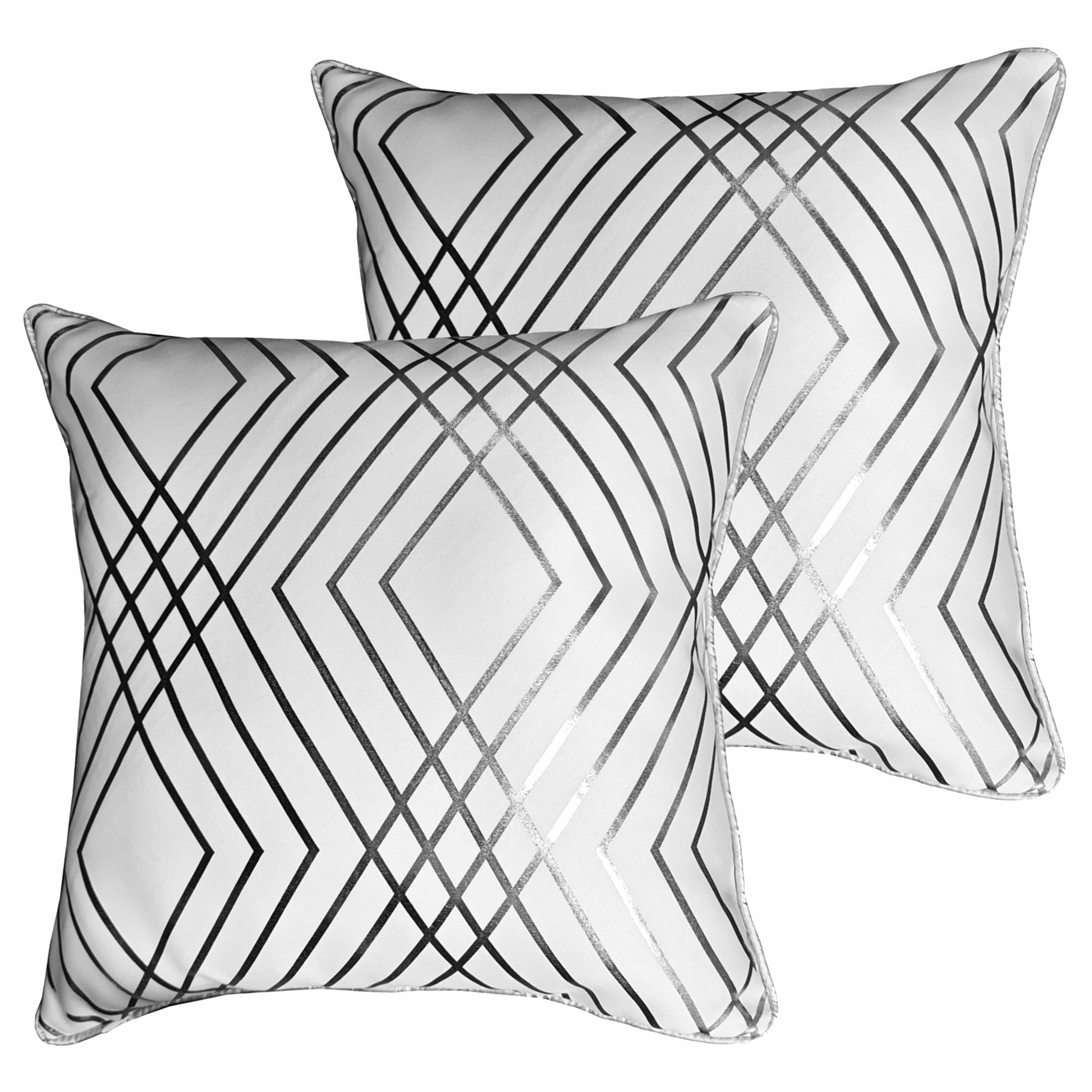 Olivia Rocco Geo Sparkle Cushion Covers, Pack of 2, White, 43cm
