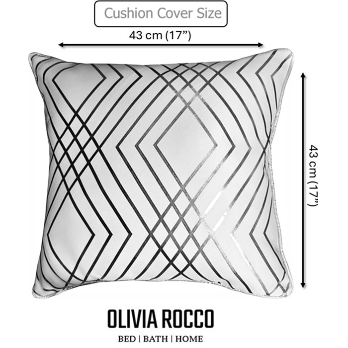 Olivia Rocco Geo Sparkle Cushion Covers, Pack of 2, White, 43cm, image 2