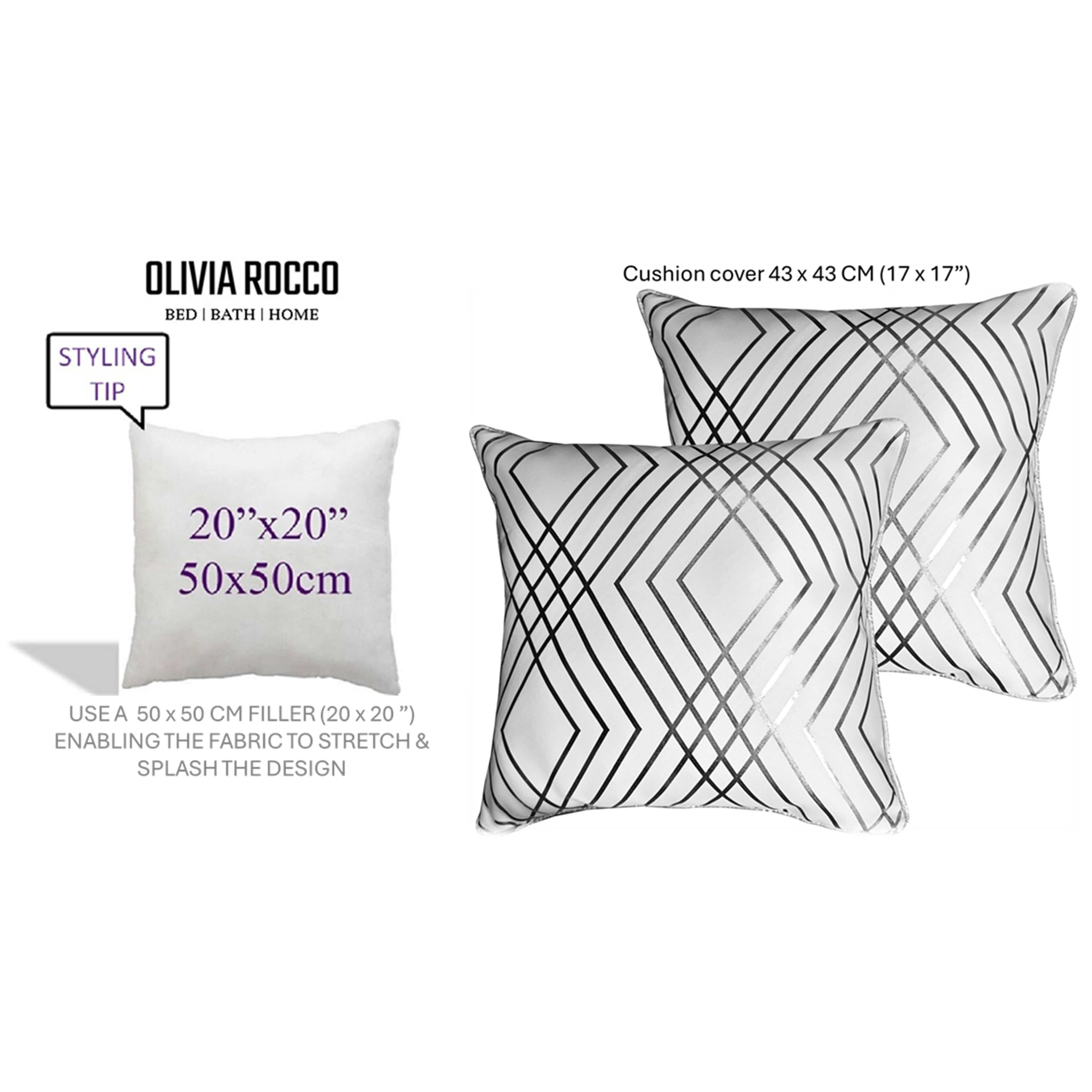 Olivia Rocco Geo Sparkle Cushion Covers, Pack of 2, White, 43cm