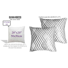 Olivia Rocco Geo Sparkle Cushion Covers, Pack of 2, White, 43cm