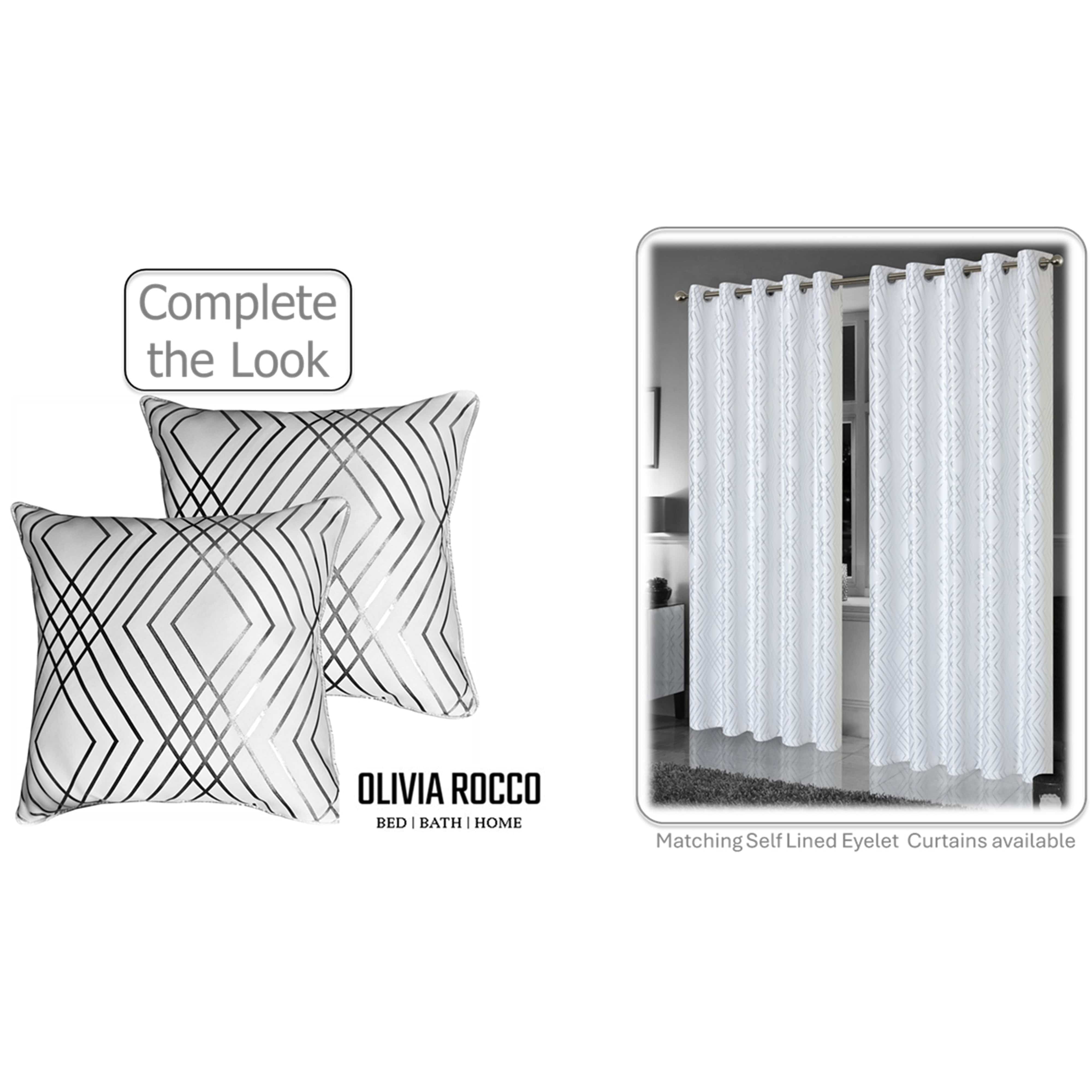 Olivia Rocco Geo Sparkle Cushion Covers, Pack of 2, White, 43cm