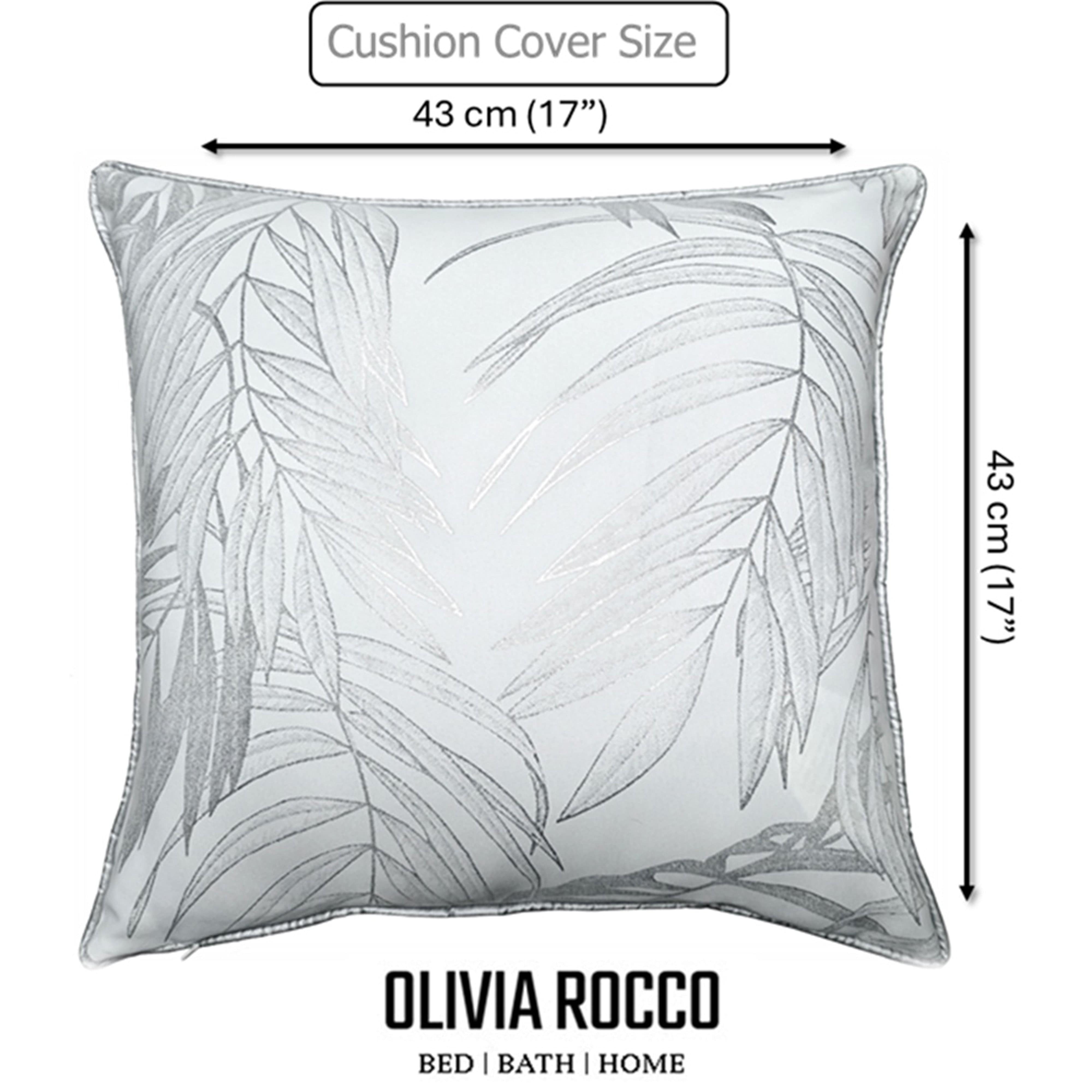 Olivia Rocco Leaf Sparkle Cushion Covers, Pack of 2, White, 43cm