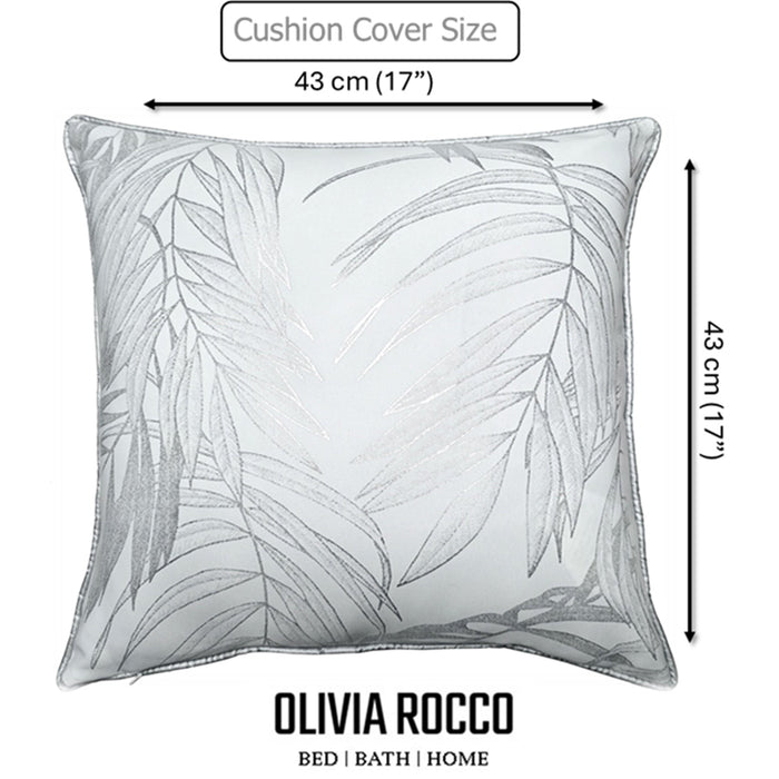 Olivia Rocco Leaf Sparkle Cushion Covers, Pack of 2, White, 43cm, image 2