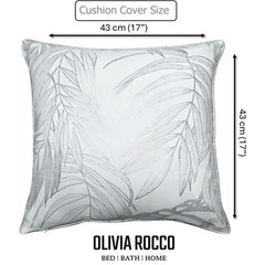 Olivia Rocco Leaf Sparkle Cushion Covers, Pack of 2, White, 43cm