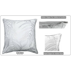 Olivia Rocco Leaf Sparkle Cushion Covers, Pack of 2, White, 43cm