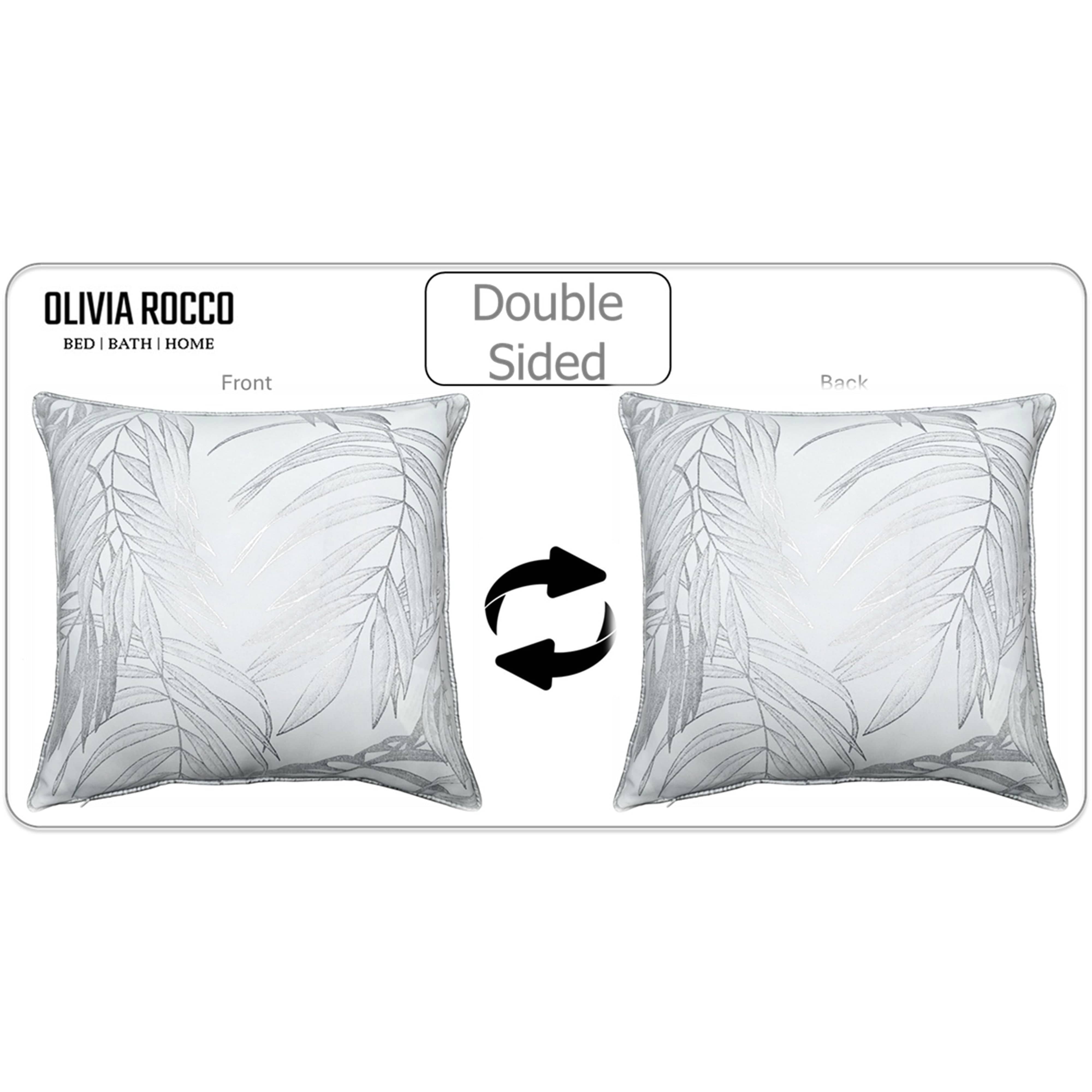 Olivia Rocco Leaf Sparkle Cushion Covers, Pack of 2, White, 43cm