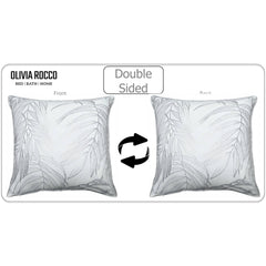 Olivia Rocco Leaf Sparkle Cushion Covers, Pack of 2, White, 43cm