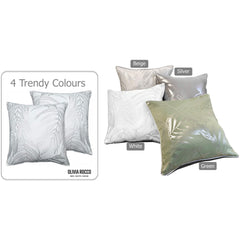 Olivia Rocco Leaf Sparkle Cushion Covers, Pack of 2, White, 43cm