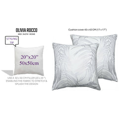 Olivia Rocco Leaf Sparkle Cushion Covers, Pack of 2, White, 43cm