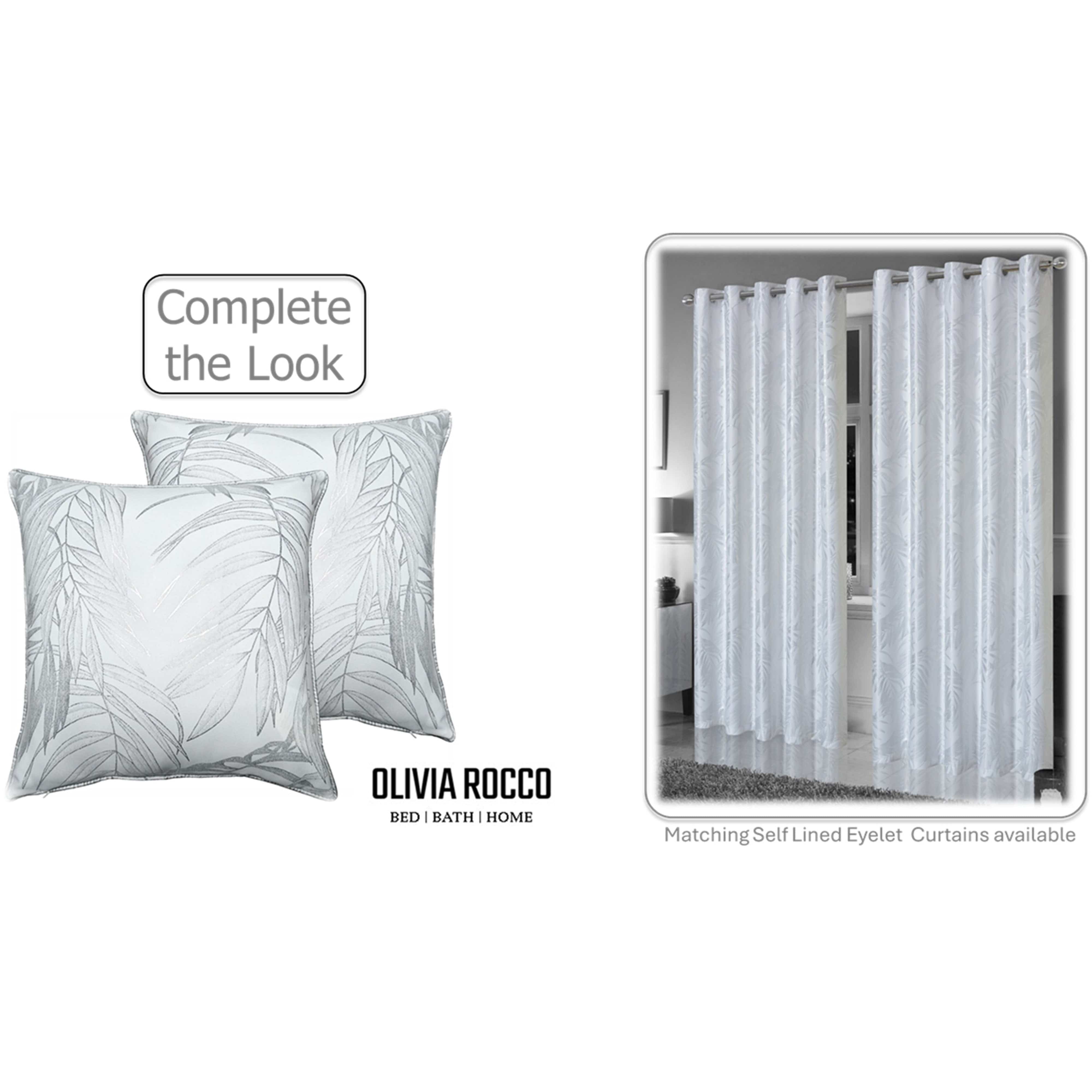 Olivia Rocco Leaf Sparkle Cushion Covers, Pack of 2, White, 43cm