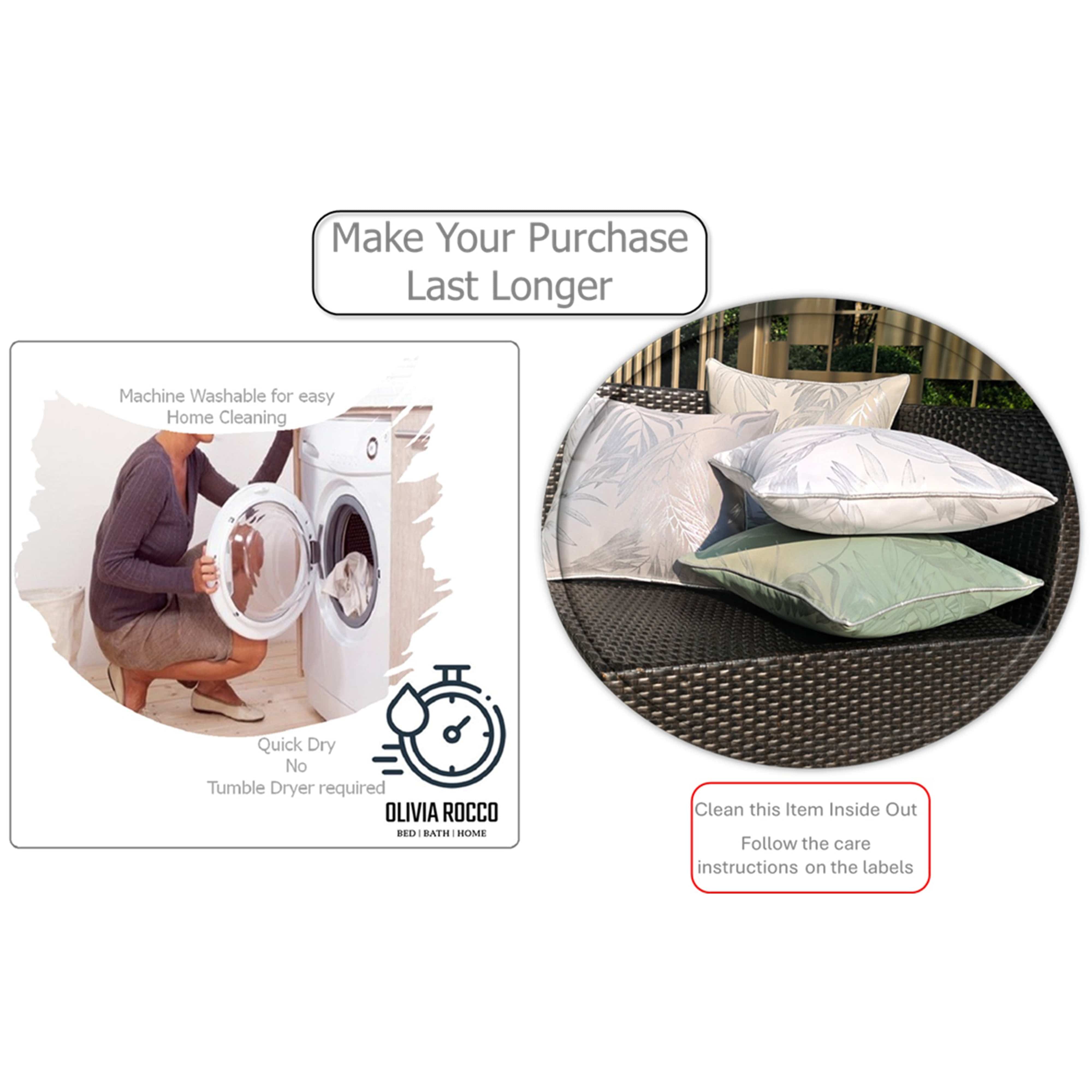 Olivia Rocco Leaf Sparkle Cushion Covers, Pack of 2, White, 43cm