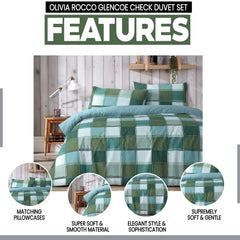 Olivia Rocco Glencoe Check Reversible Duvet Cover Set, Polycotton