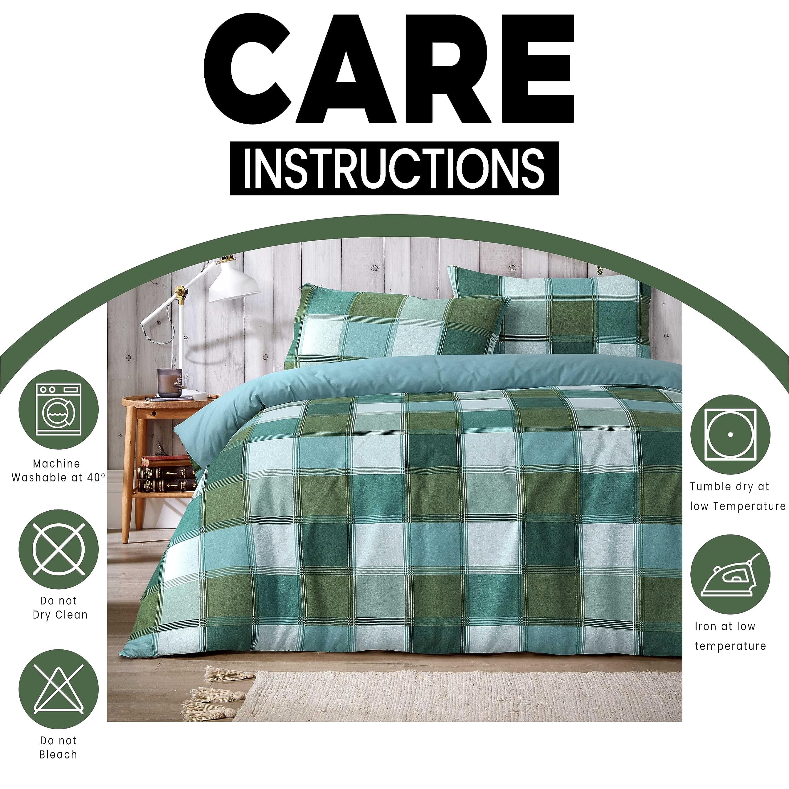 Olivia Rocco Glencoe Check Reversible Duvet Cover Set, Polycotton