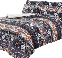 Olivia Rocco Aztec Print Teddy Fleece Duvet Set, Sherpa Reverse
