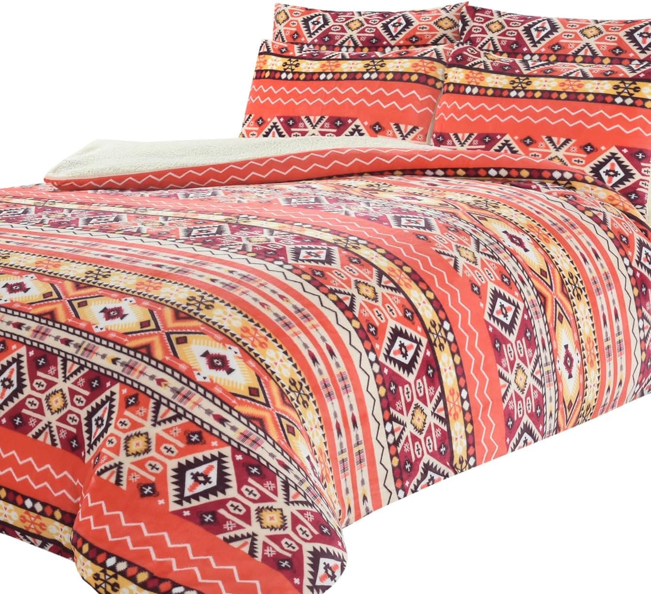 Olivia Rocco Aztec Print Teddy Fleece Duvet Set, Sherpa Reverse