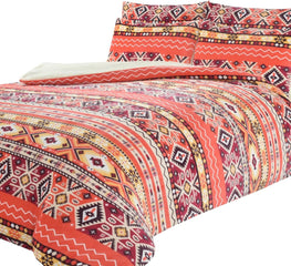 Olivia Rocco Aztec Print Teddy Fleece Duvet Set, Sherpa Reverse