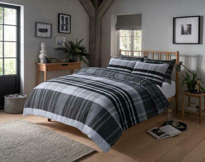 Olivia Rocco Hudson Check Reversible Duvet Cover Set, Cotton Blend