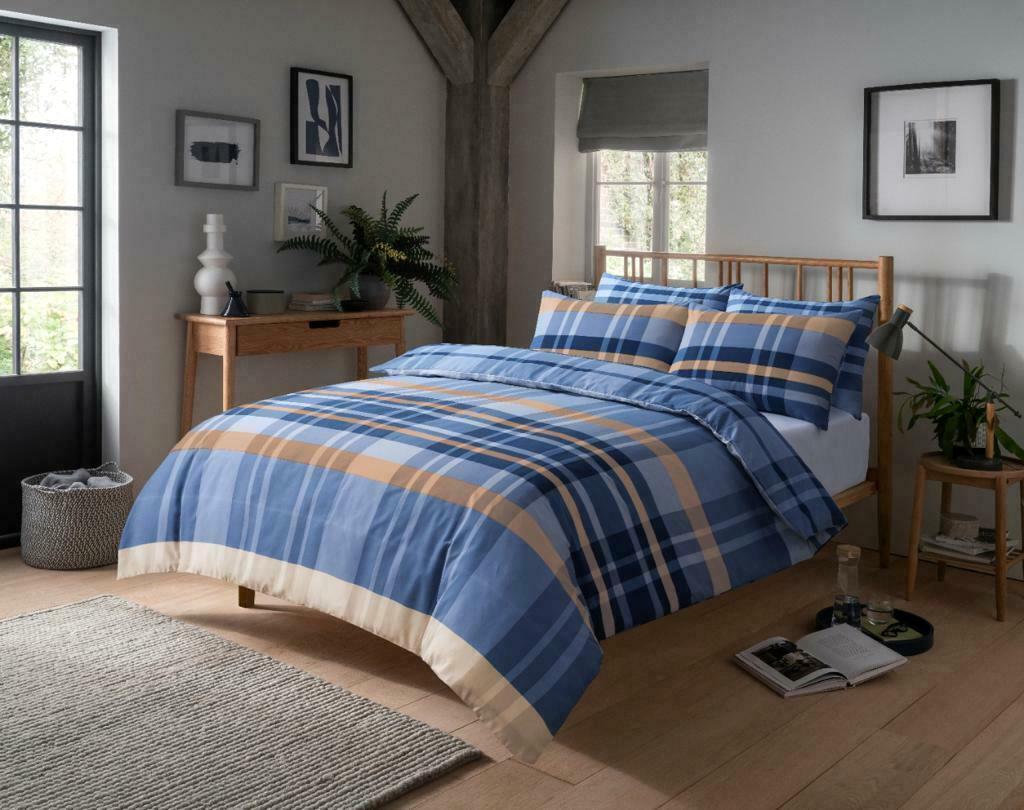 Olivia Rocco Hudson Check Reversible Duvet Cover Set, Cotton Blend