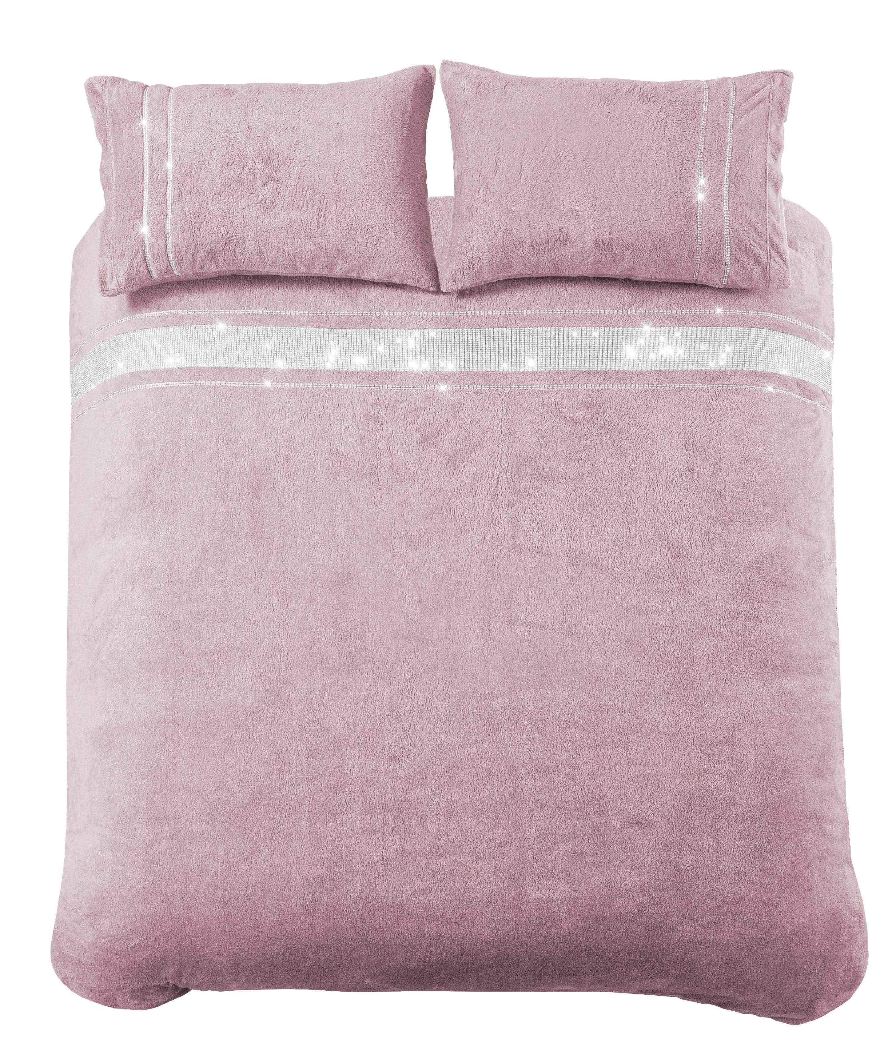 Olivia Rocco Paris Glitz Teddy Fleece Duvet Cover Set, Diamante Detail