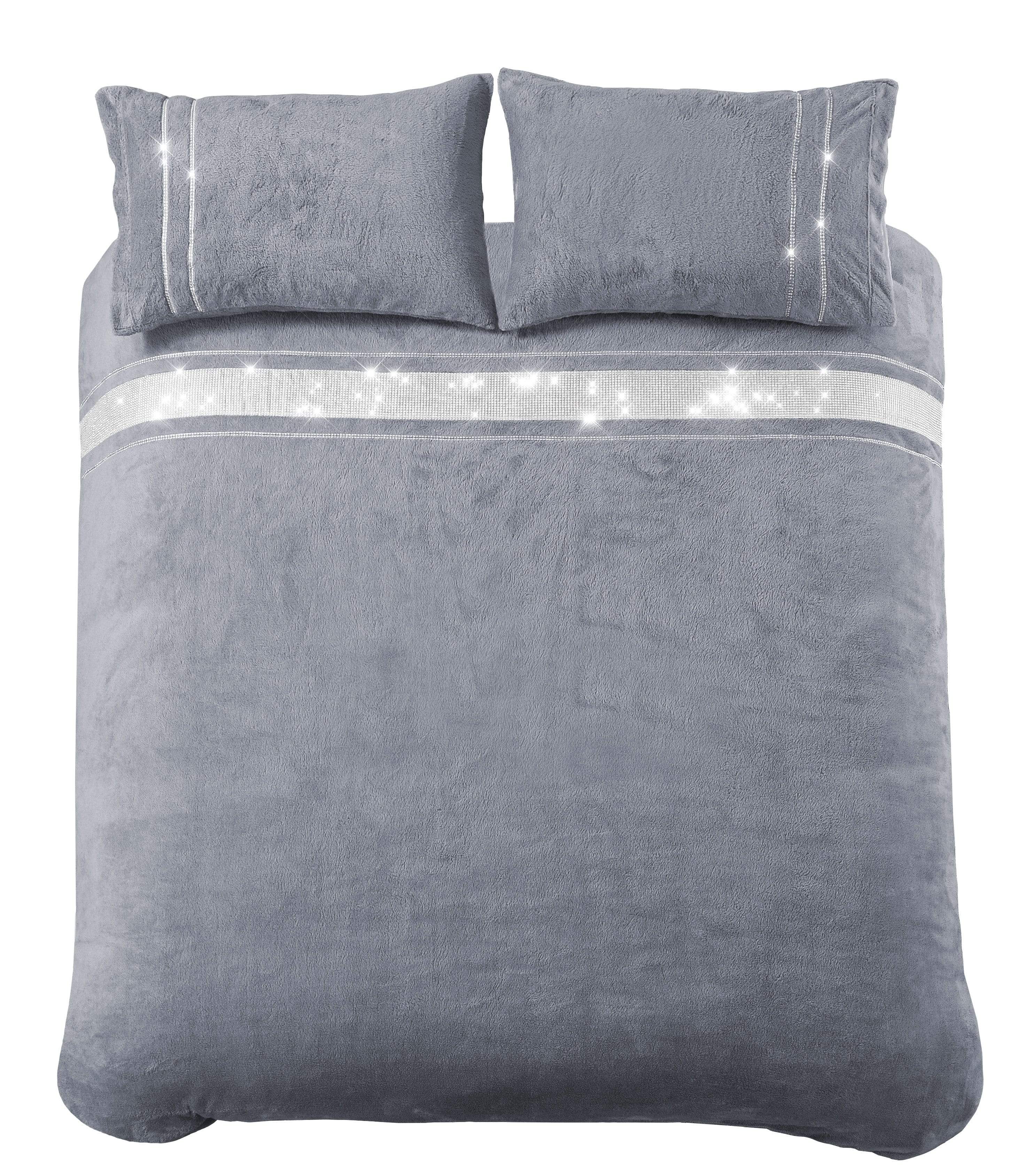Olivia Rocco Paris Glitz Teddy Fleece Duvet Cover Set, Diamante Detail
