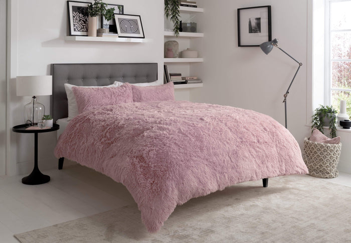Olivia Rocco Snuggle and Cuddle Faux Fur Duvet Cover Set, Blush Pink