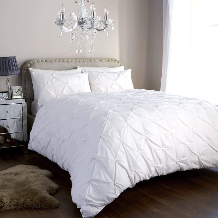 Olivia Rocco Pintuck Duvet Cover Set, Cotton Rich, Five Colours, White