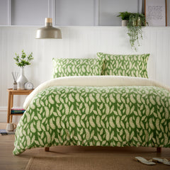 Olivia Rocco Floral Leaves Teddy Fleece Duvet Cover Set, Reversible