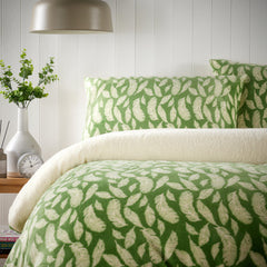Olivia Rocco Floral Leaves Teddy Fleece Duvet Cover Set, Reversible