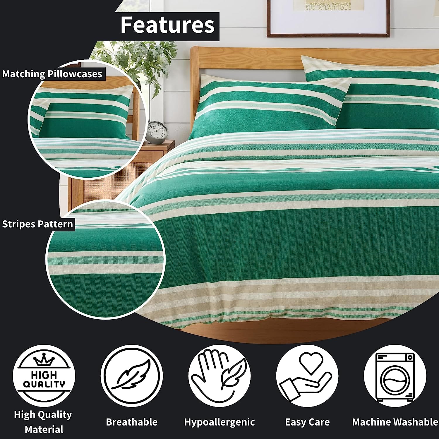 Olivia Rocco Miami Stripes Reversible Duvet Cover Set, Cotton Blend