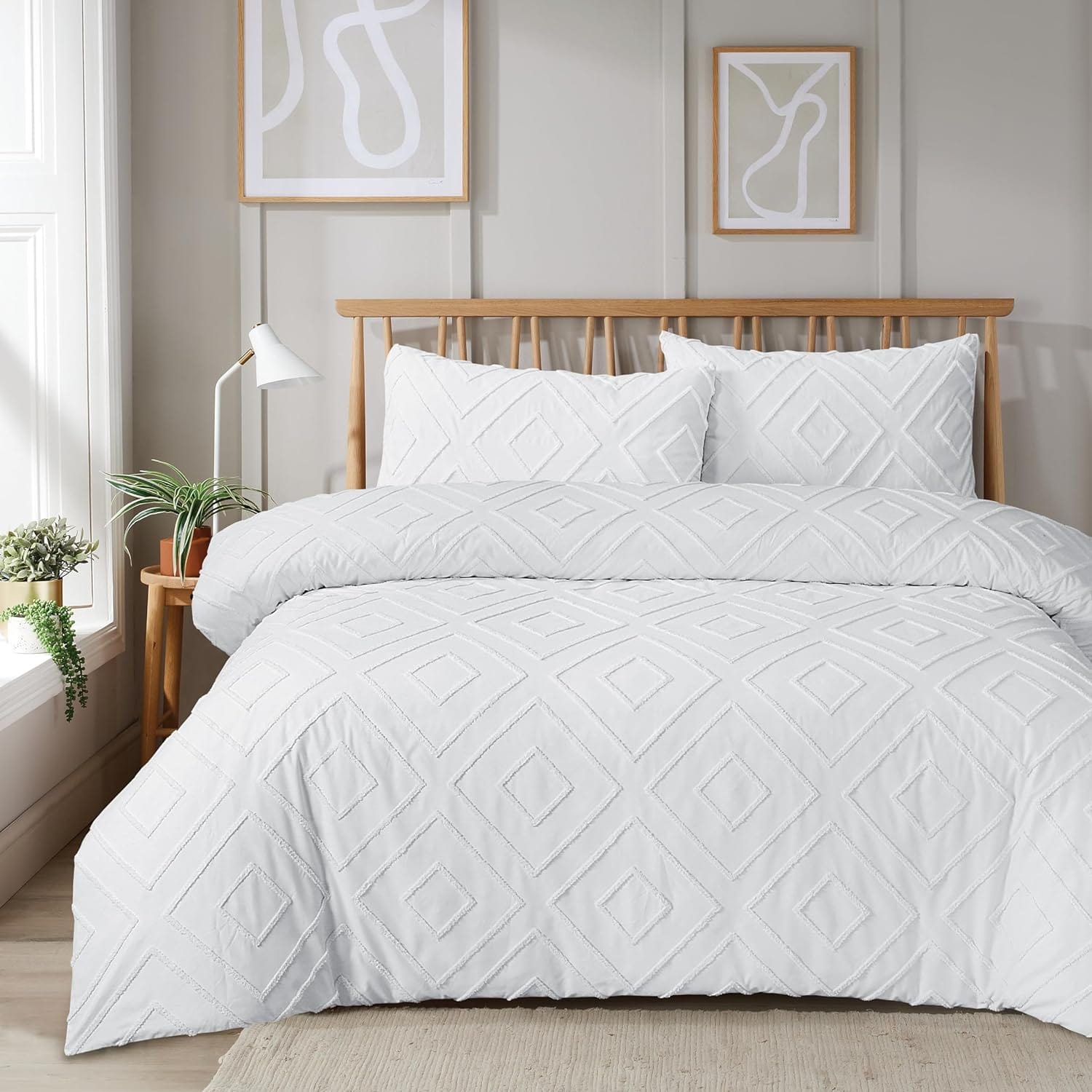 Olivia Rocco Como Tufted Duvet Cover Set, Grey, Natural or White