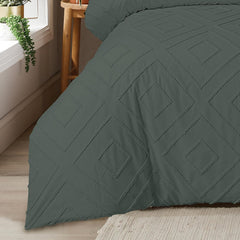 Olivia Rocco Como Tufted Duvet Cover Set, Grey, Natural or White