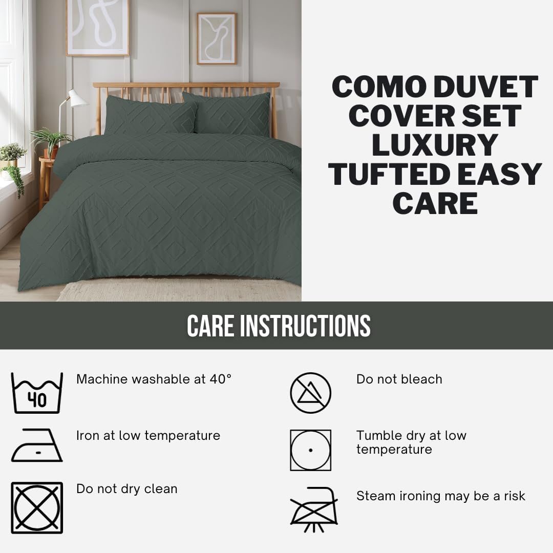 Olivia Rocco Como Tufted Duvet Cover Set, Grey, Natural or White