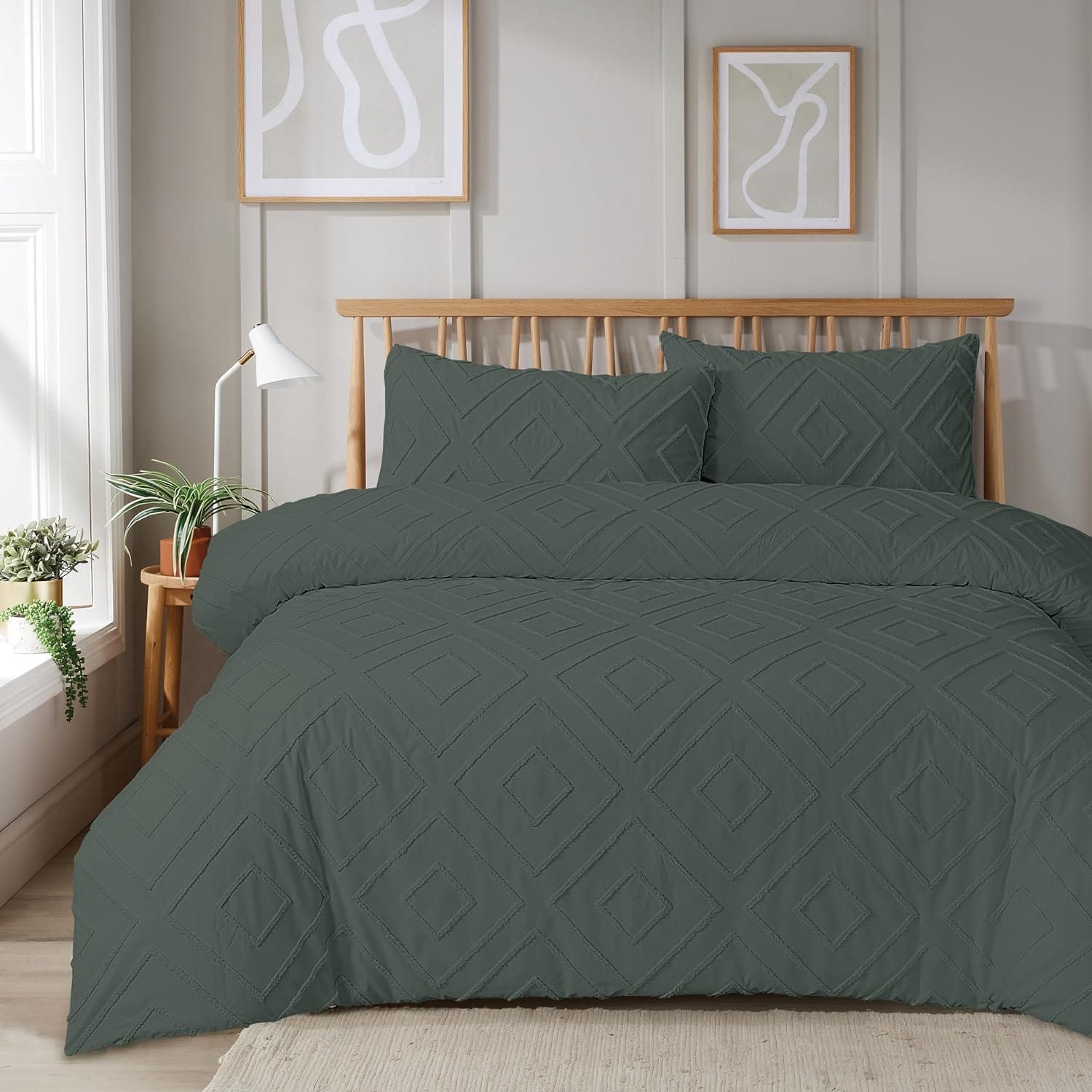 Olivia Rocco Como Tufted Duvet Cover Set, Grey, Natural or White