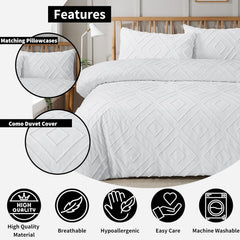 Olivia Rocco Como Tufted Duvet Cover Set, Grey, Natural or White