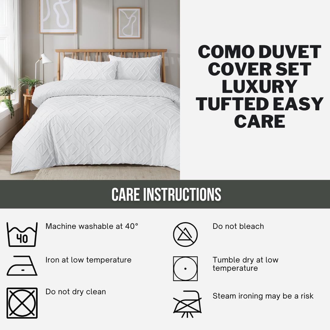 Olivia Rocco Como Tufted Duvet Cover Set, Grey, Natural or White