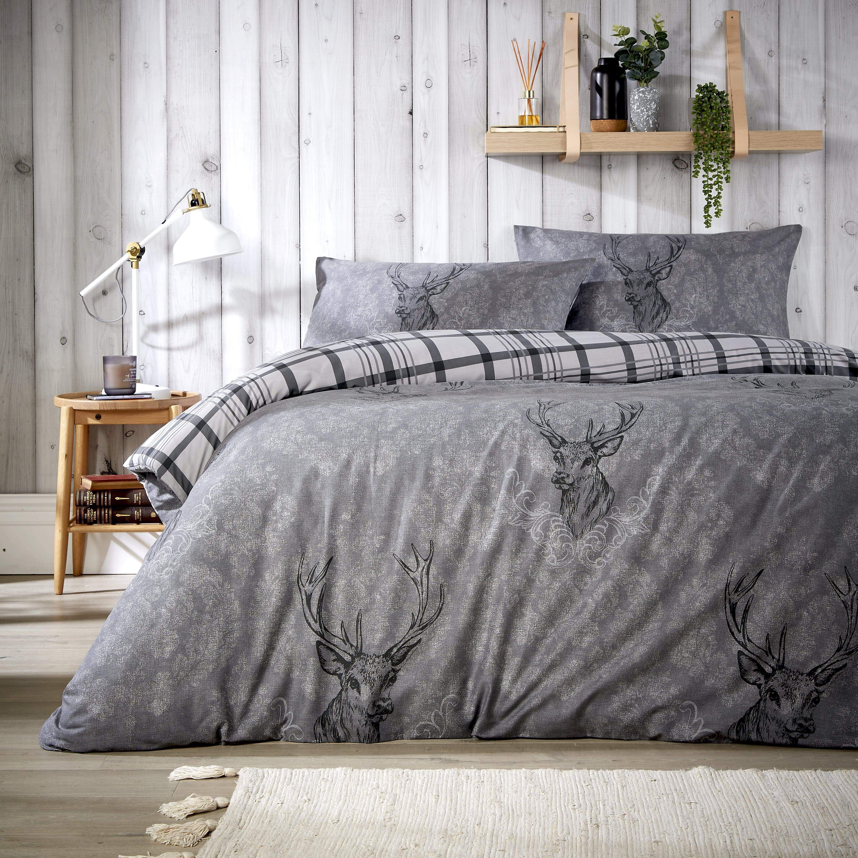 Olivia Rocco Tartan Check Reversible Duvet Cover Set, Cotton Blend