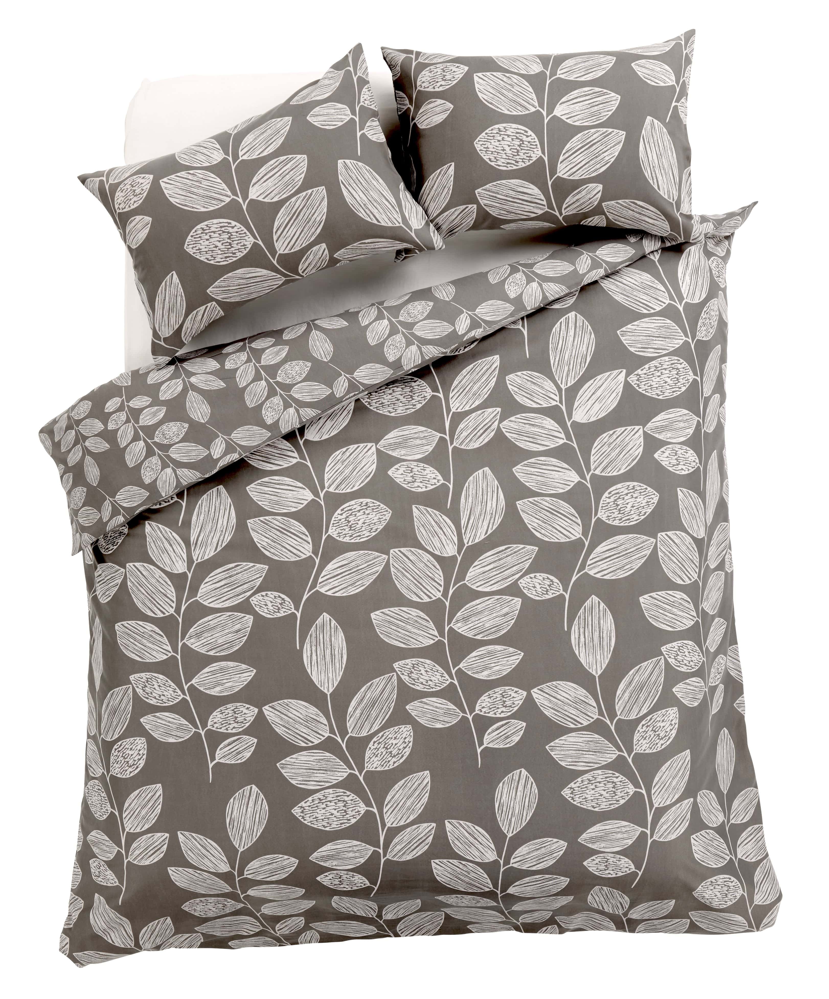 Olivia Rocco Leaves Duvet Cover Set, Cotton Blend, Grey or Natural