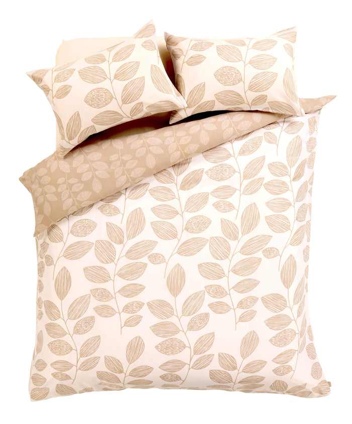 Olivia Rocco Leaves Duvet Cover Set, Cotton Blend, Grey or Natural, Natural