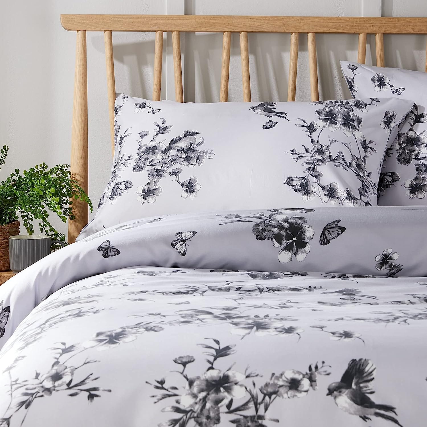 Olivia Rocco Blossom Grey Reversible Quilted Duvet Cover Set