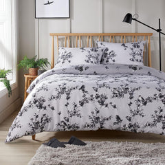 Olivia Rocco Blossom Grey Reversible Quilted Duvet Cover Set
