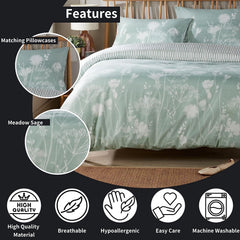 Olivia Rocco Meadow Sage Green Reversible Quilted Duvet Cover Set