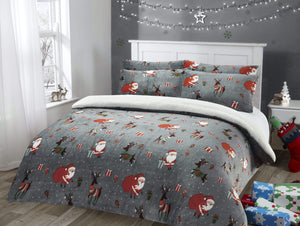 Olivia Rocco Santa Christmas Presents Teddy Fleece Duvet Cover Set