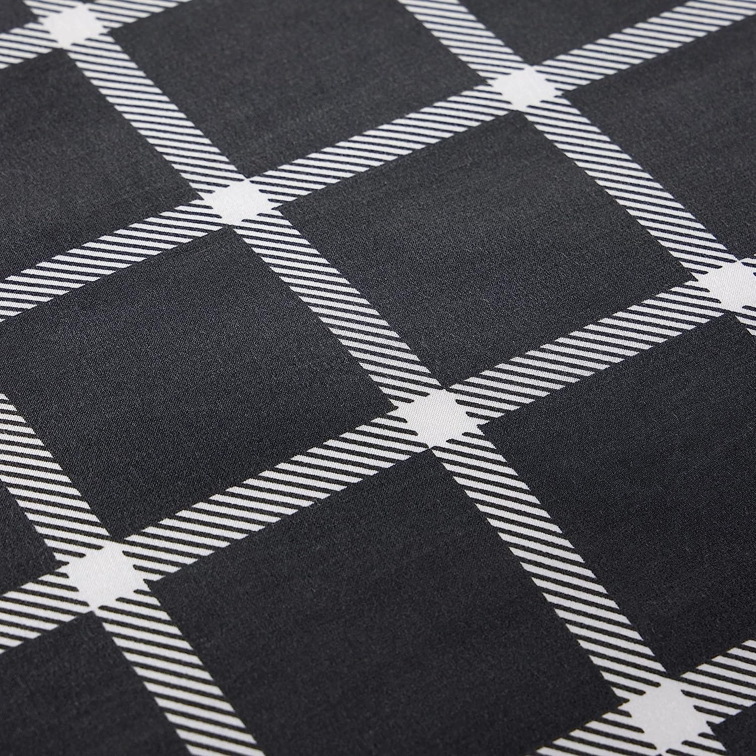 Olivia Rocco Boston Check Grey Reversible Duvet Cover Set, Microfibre
