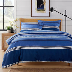 Olivia Rocco Harlow Stripes Microfibre Duvet Cover Set, Blue
