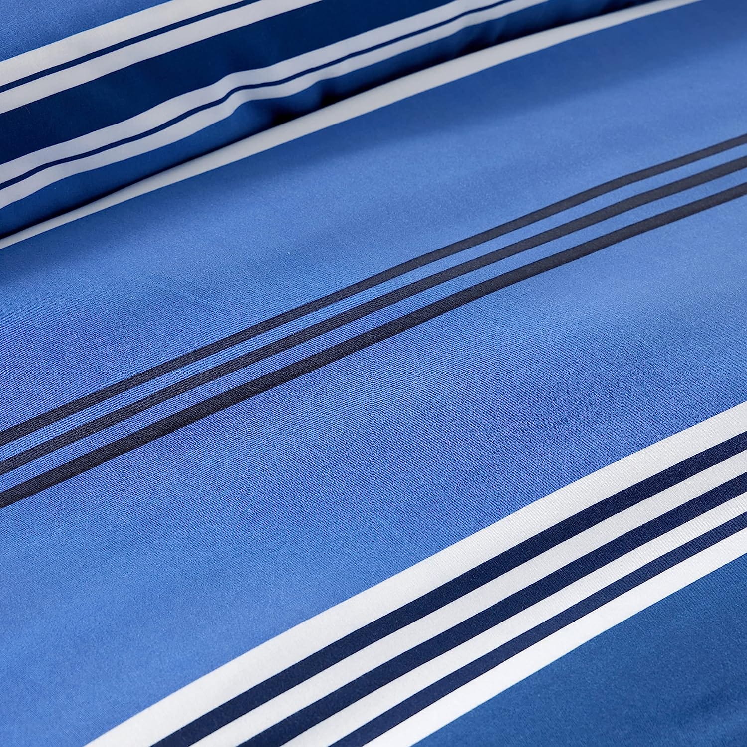 Olivia Rocco Harlow Stripes Microfibre Duvet Cover Set, Blue