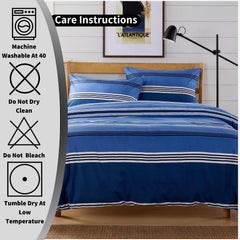 Olivia Rocco Harlow Stripes Microfibre Duvet Cover Set, Blue