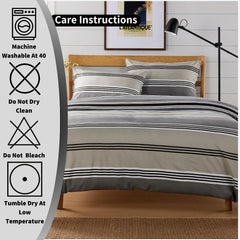 Olivia Rocco Harlow Stripes Reversible Quilted Duvet Cover Set, Grey