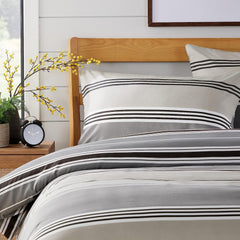 Olivia Rocco Harlow Stripes Reversible Quilted Duvet Cover Set, Grey