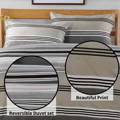 Olivia Rocco Harlow Stripes Reversible Quilted Duvet Cover Set, Grey